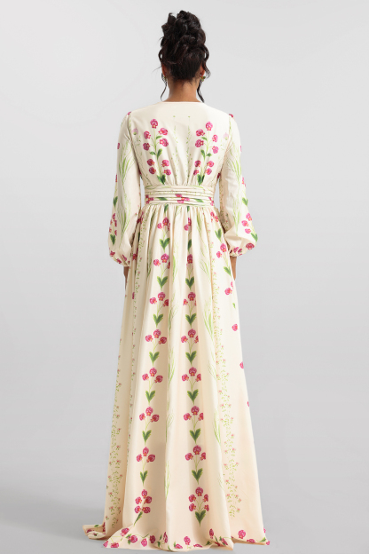 Floral Print Long Sleeve Maxi Dress