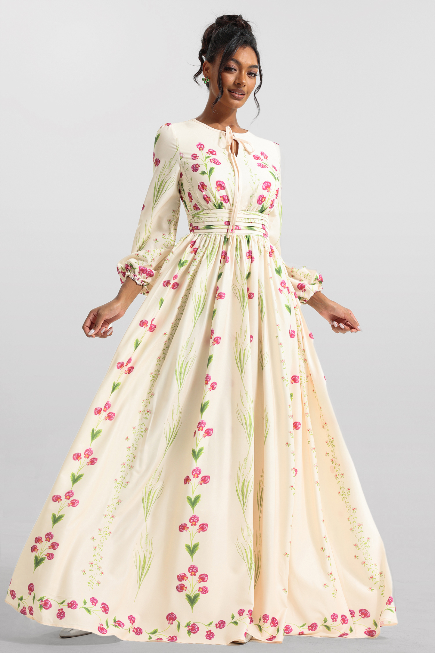 Floral Print Long Sleeve Maxi Dress