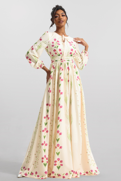 Floral Print Long Sleeve Maxi Dress