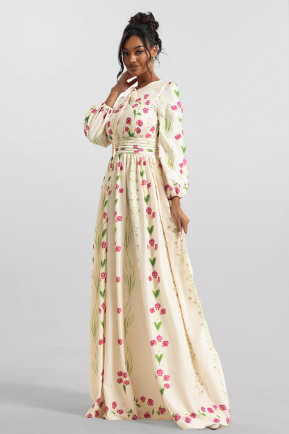 Floral Print Long Sleeve Maxi Dress