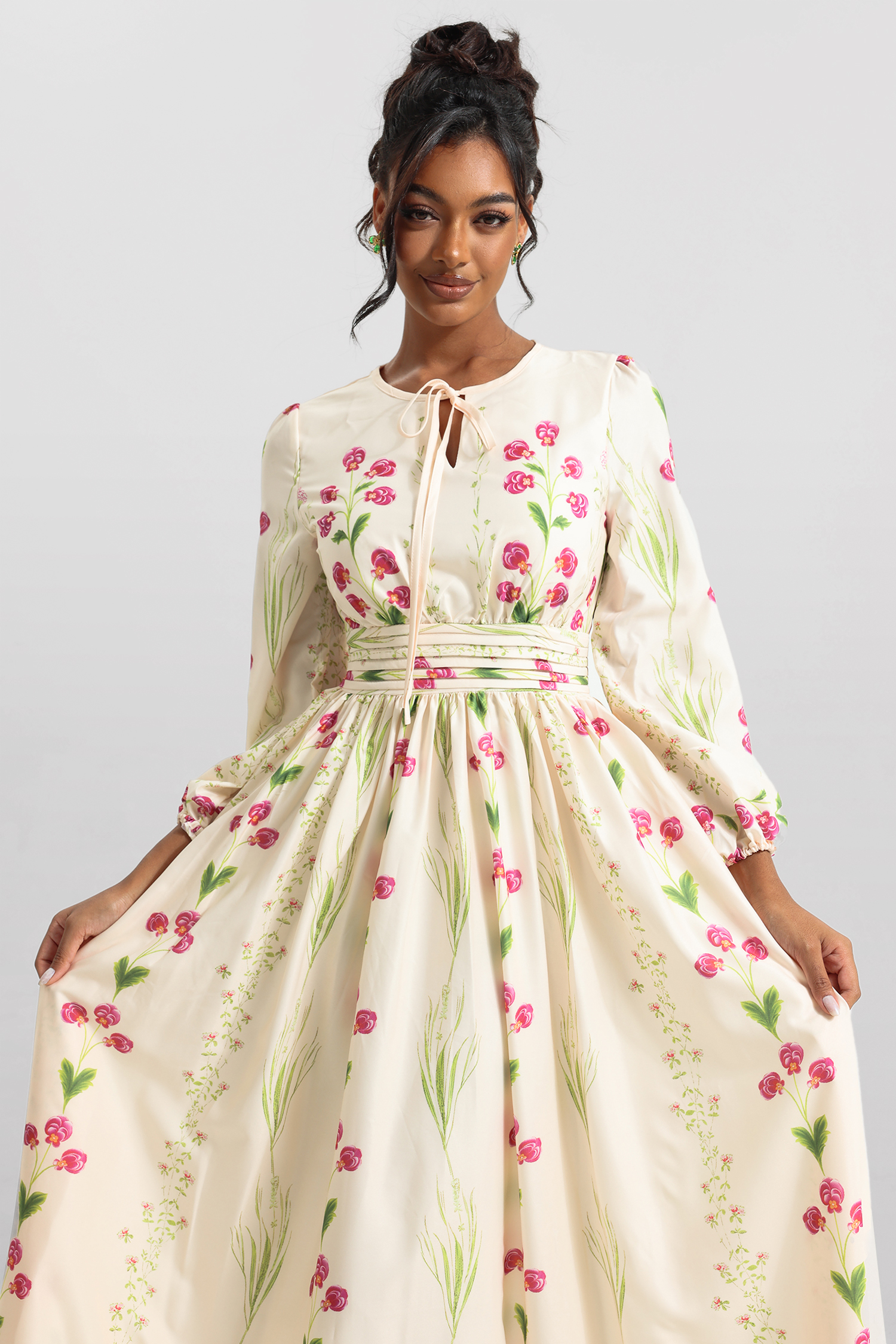 Floral Print Long Sleeve Maxi Dress
