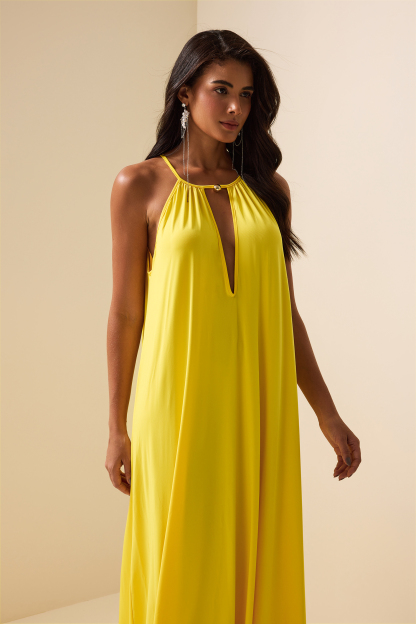 Lace Up Halter Neck Sleeveless Maxi Dress