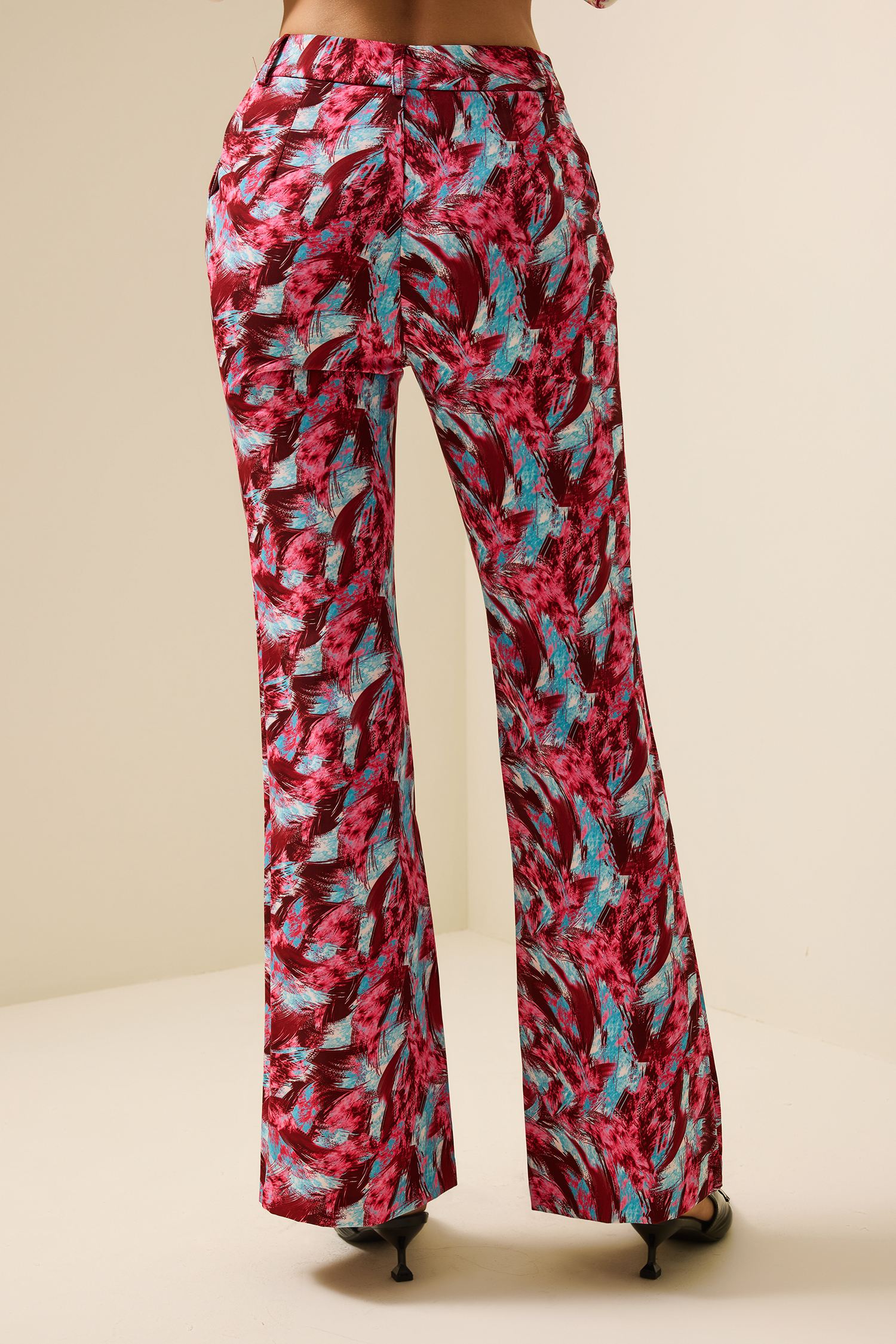 Feather Print High Waist Loose Pants