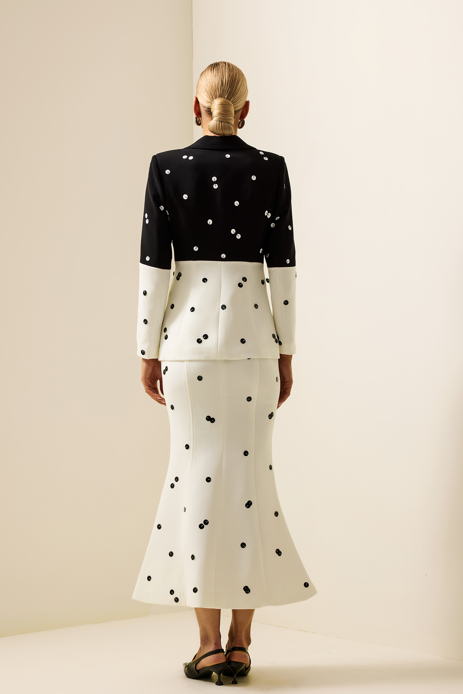 Sequin Splicing Long Sleeve Blazer