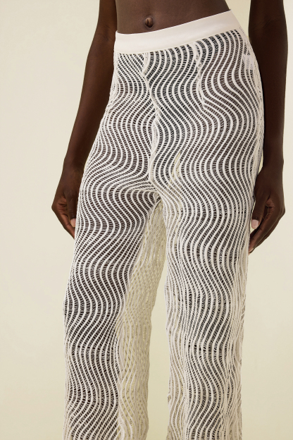 Wavy Line Jacquard Mid Waist Pants