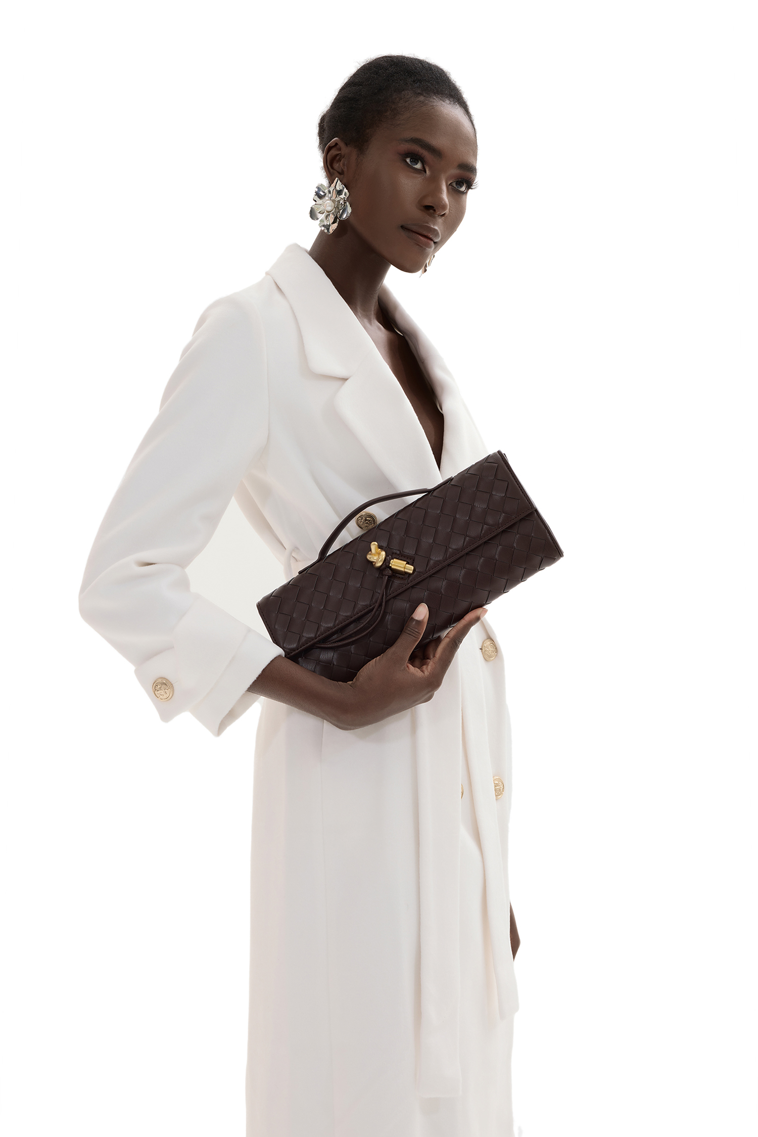 Solid Faux Leather Tote Clutches Bag