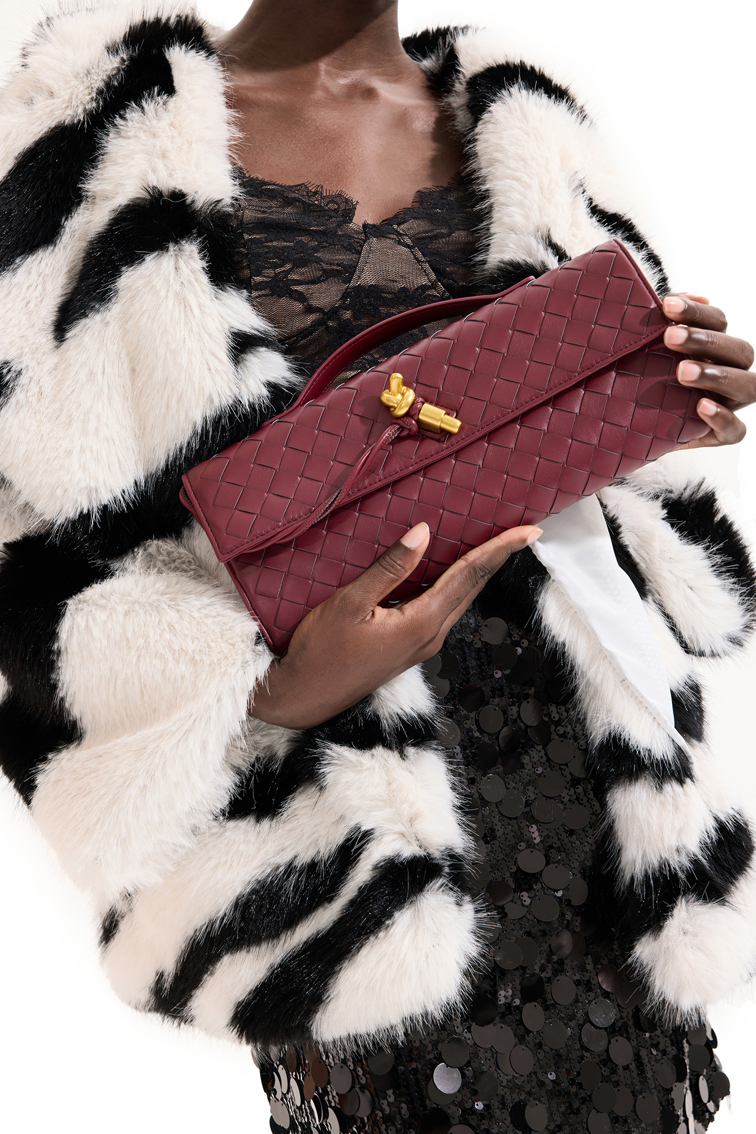 Solid Faux Leather Tote Clutches Bag