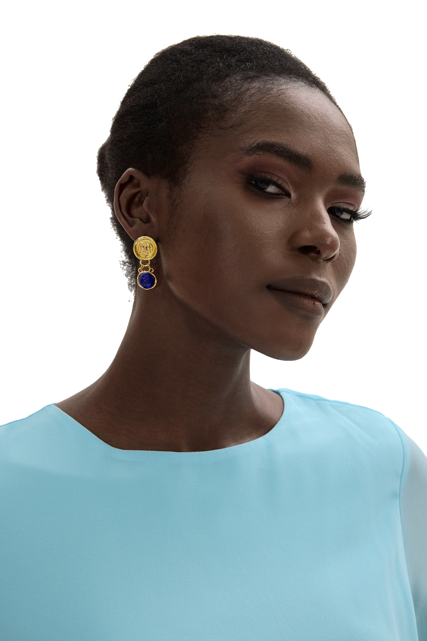 Metal Faux Sapphire Earrings