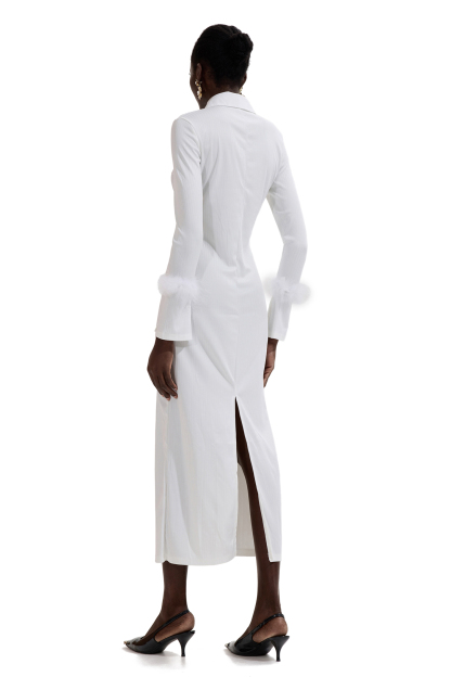 Jersey Feather Long Sleeve Midi Dress