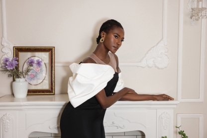 Bow Off-Shoulder Asymmetrical Midi Dress