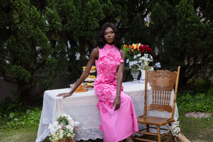 3D Floral High Neck Sleeveless Maxi Dress