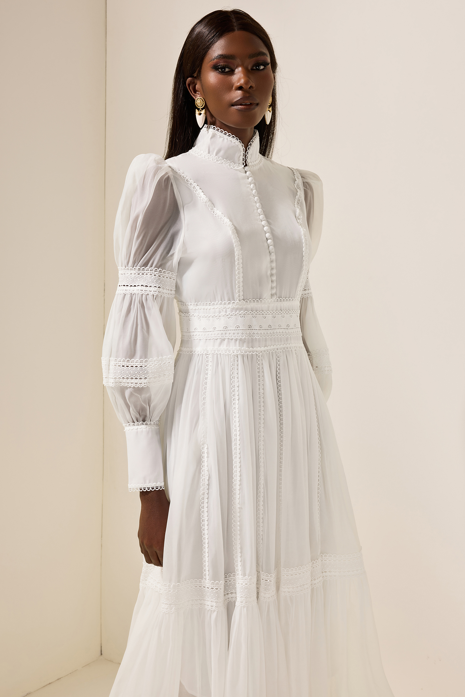 mandarin collar midi dress Camellia Mandarin Collar Midi Dress