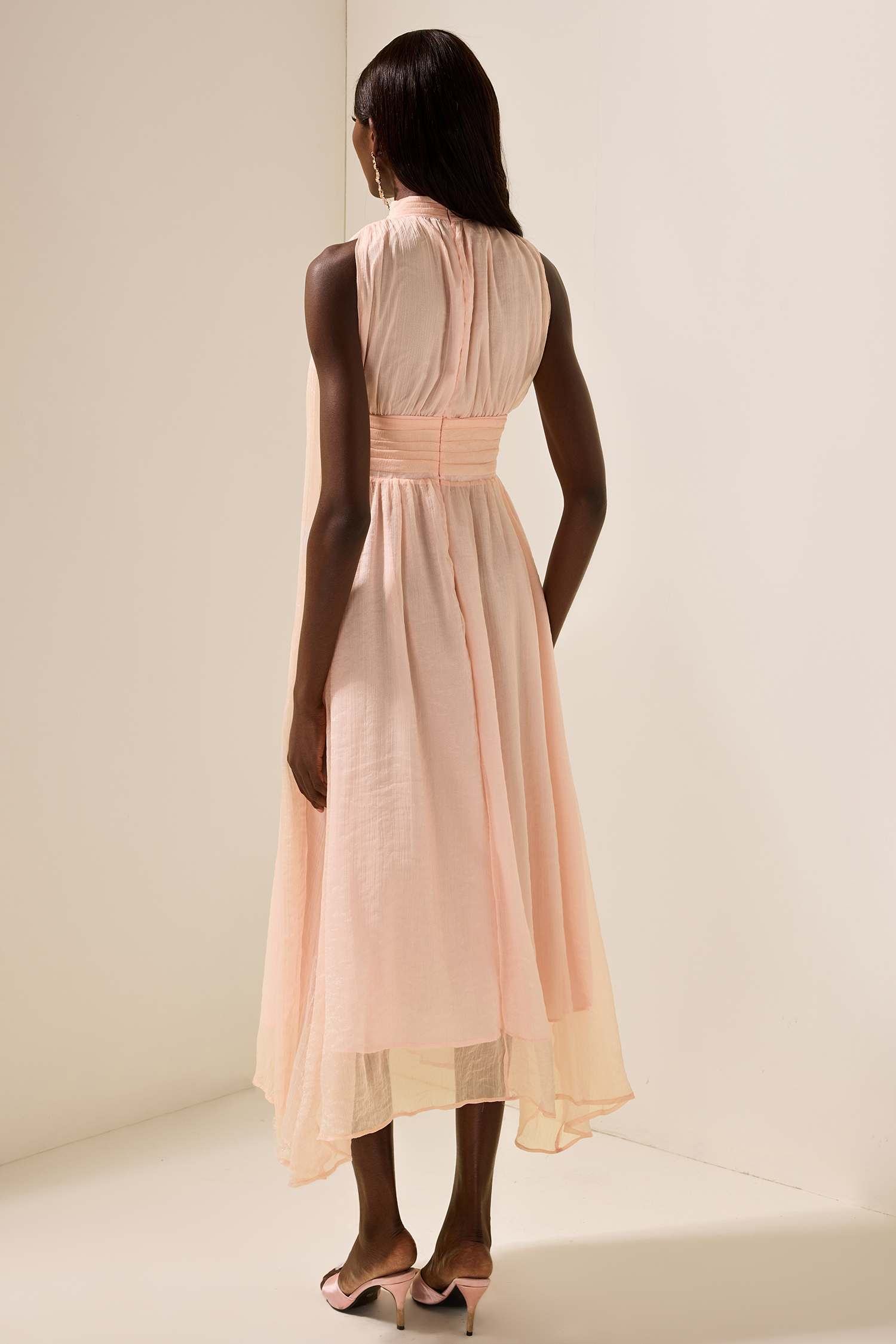  Stand Collar Sleeveless Maxi Dress