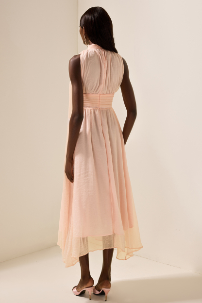  Stand Collar Sleeveless Maxi Dress
