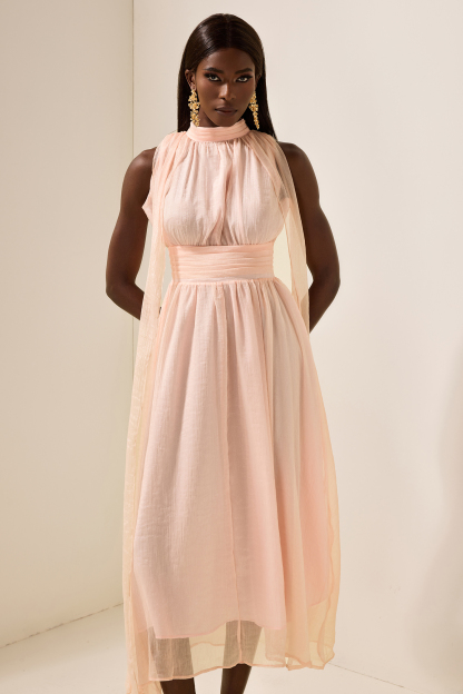  Stand Collar Sleeveless Maxi Dress