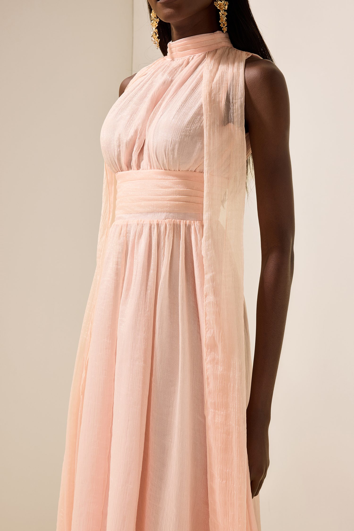  Stand Collar Sleeveless Maxi Dress