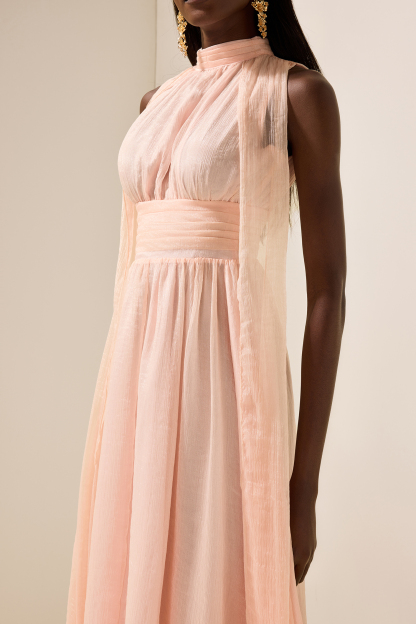  Stand Collar Sleeveless Maxi Dress