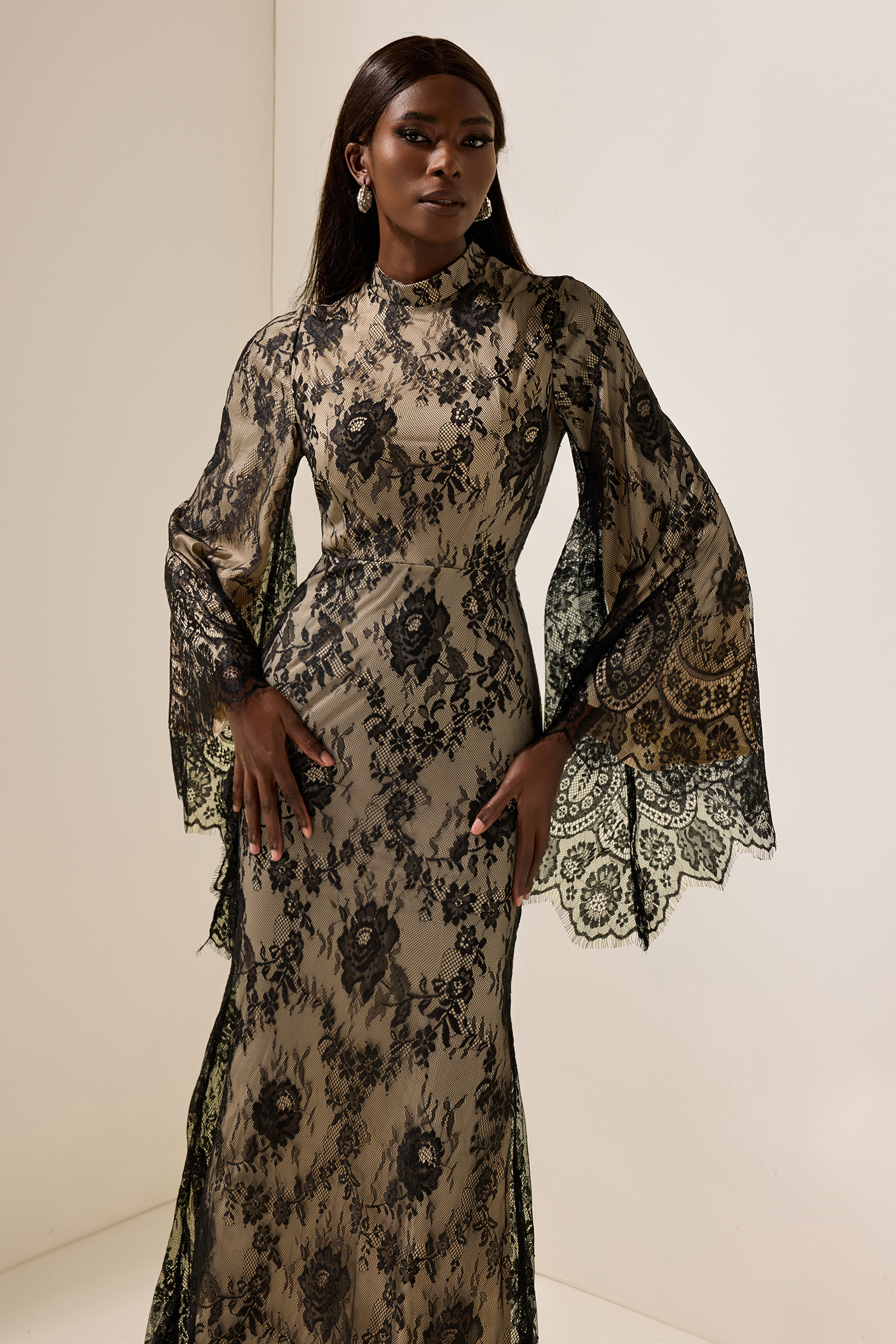 Lace Long Sleeve Midi Dress – JardinVue