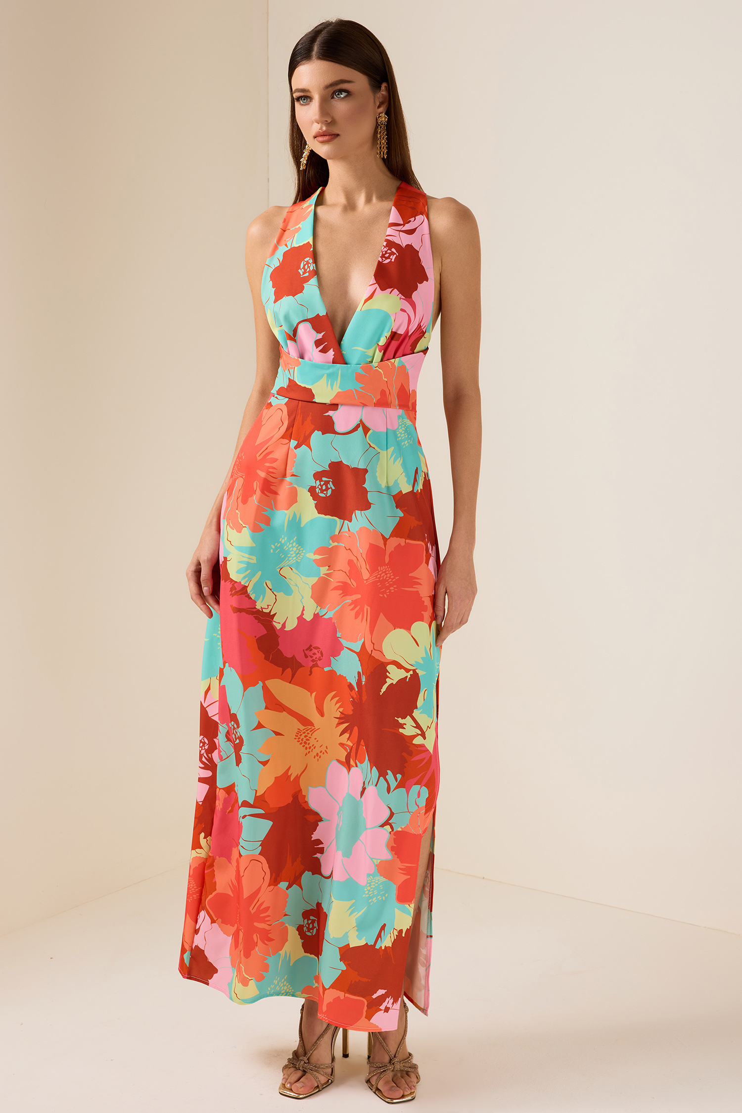 Floral V-Neck Midi Dress