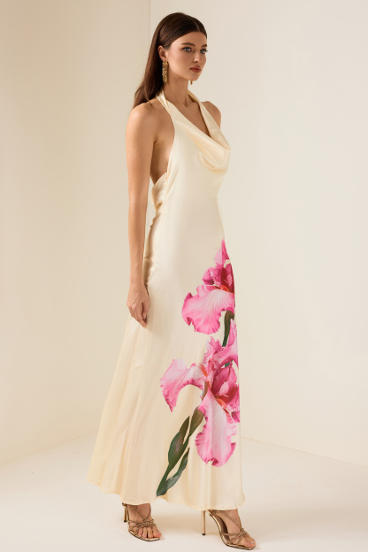 Floral Swing Collar Sleeveless Maxi Dress