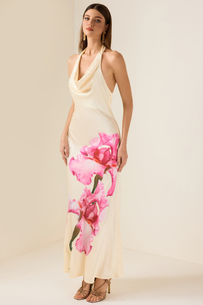 Floral Swing Collar Sleeveless Maxi Dress