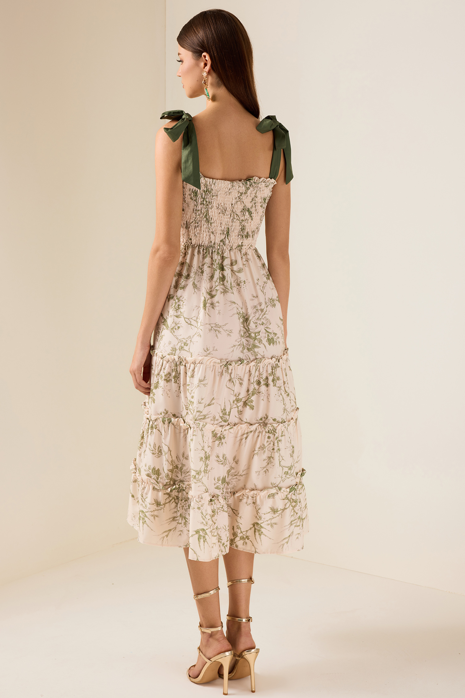 Floral Smocking Slip Midi Dress