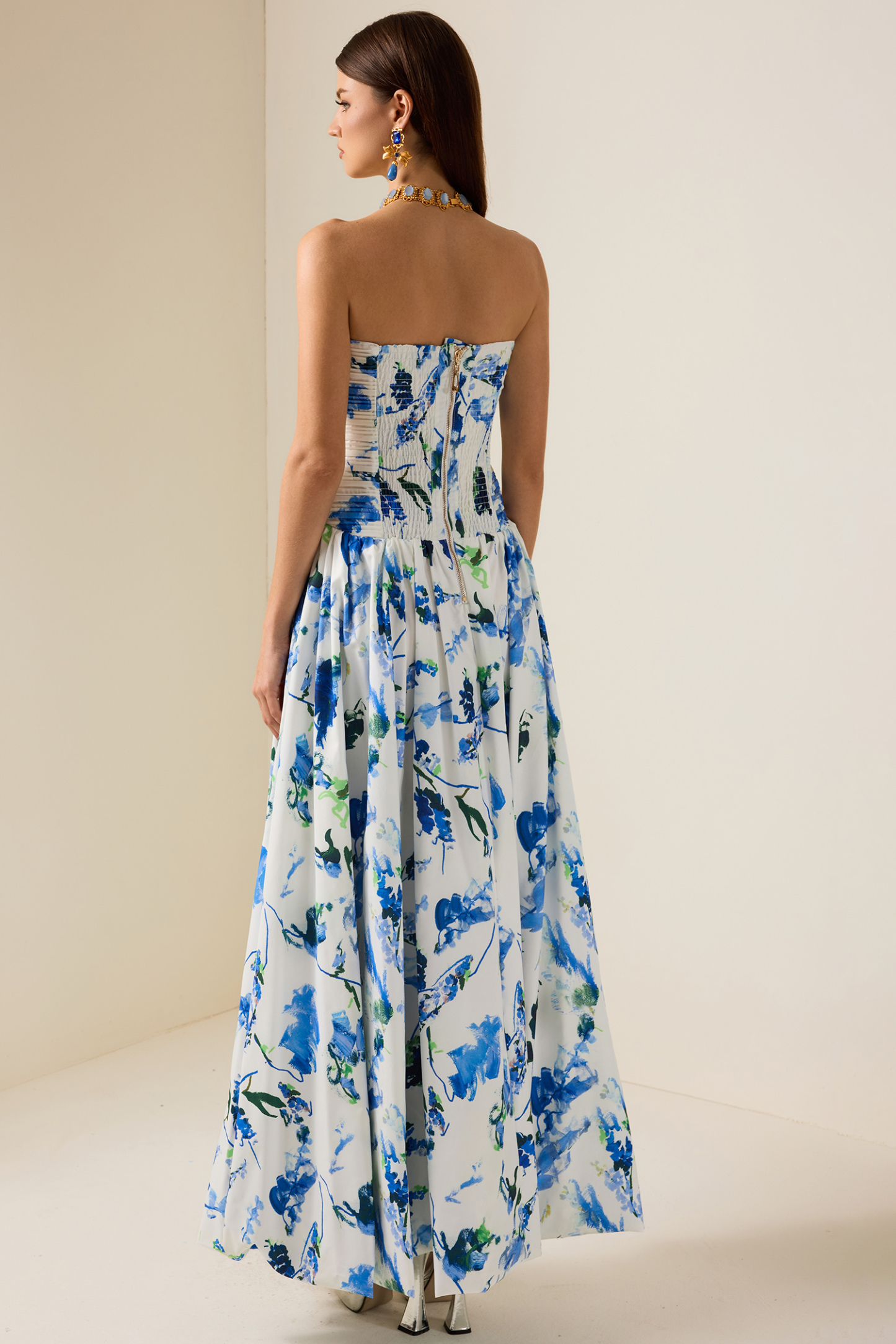 Floral Off-Shoulder Split Midi Dress