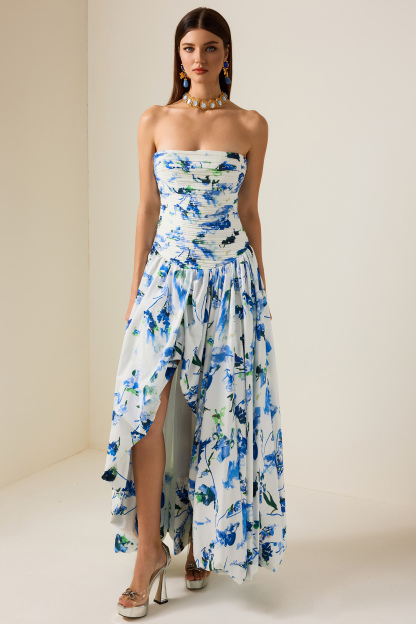 Floral Off-Shoulder Split Midi Dress