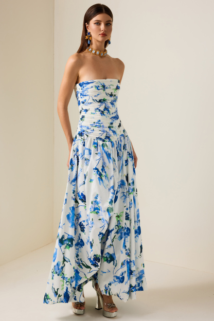 Floral Off-Shoulder Split Midi Dress