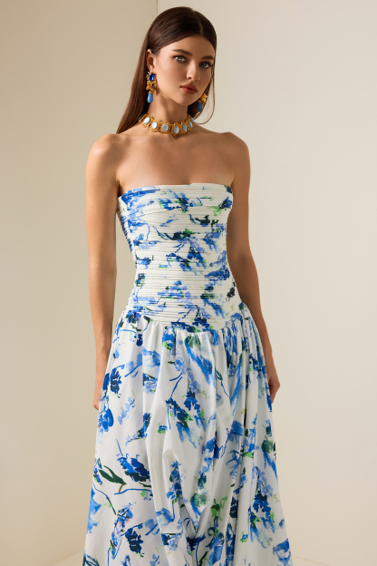 Floral Off-Shoulder Split Midi Dress