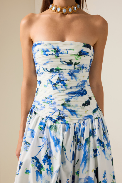 Floral Off-Shoulder Split Midi Dress