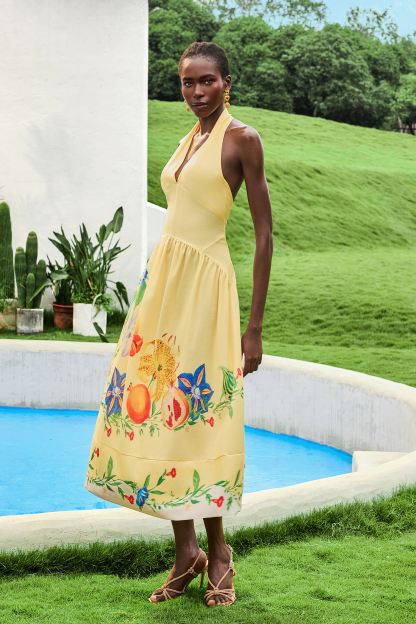 Floral V-Neck Backless Midi Dress