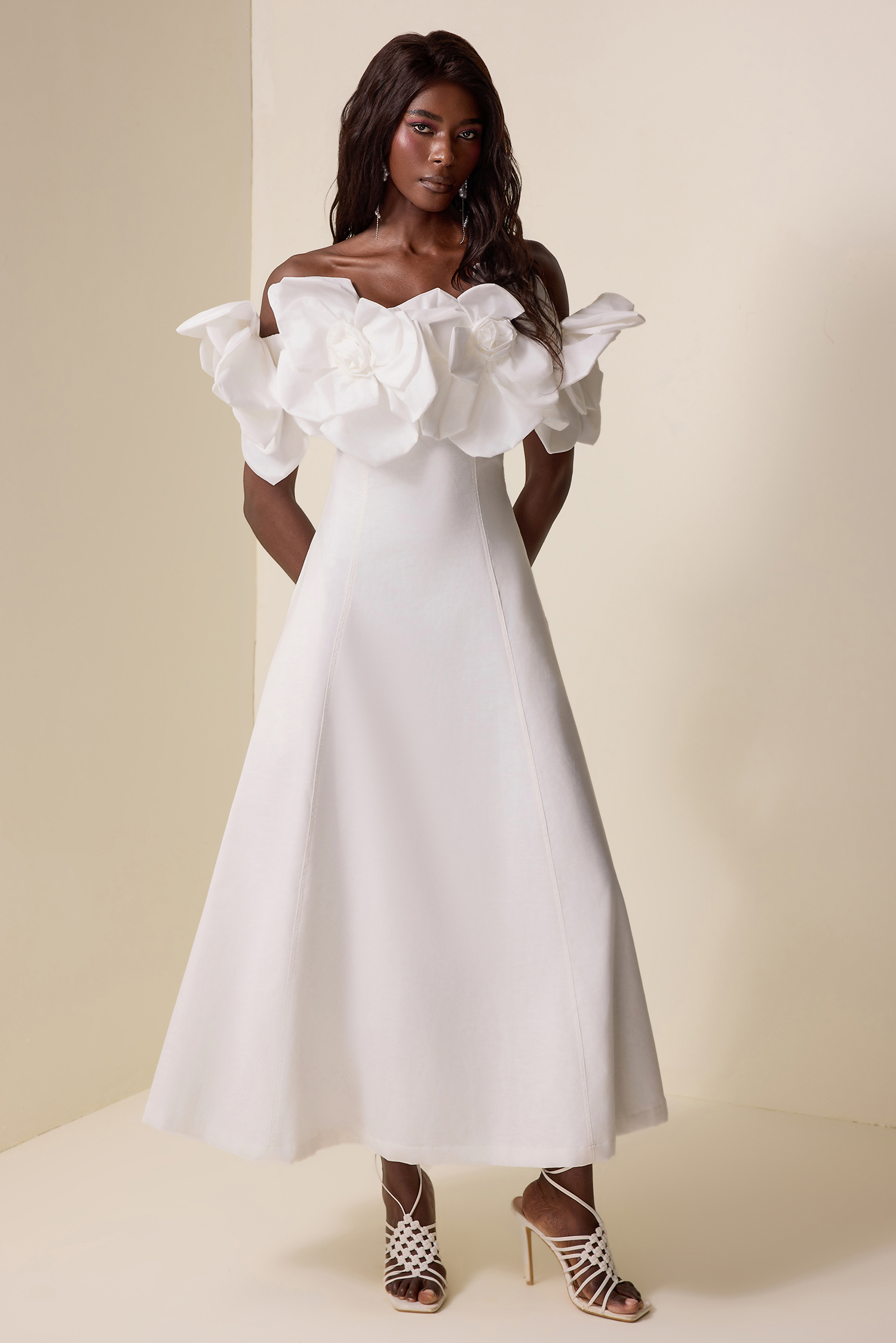 off the shoulder white blazer dress