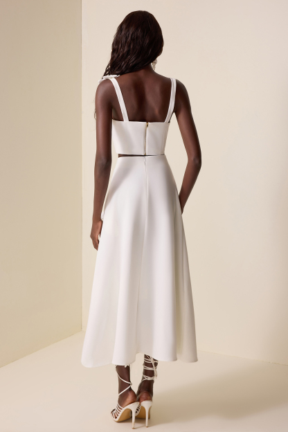 Solid Cut-Out Sleeveless Midi Dress