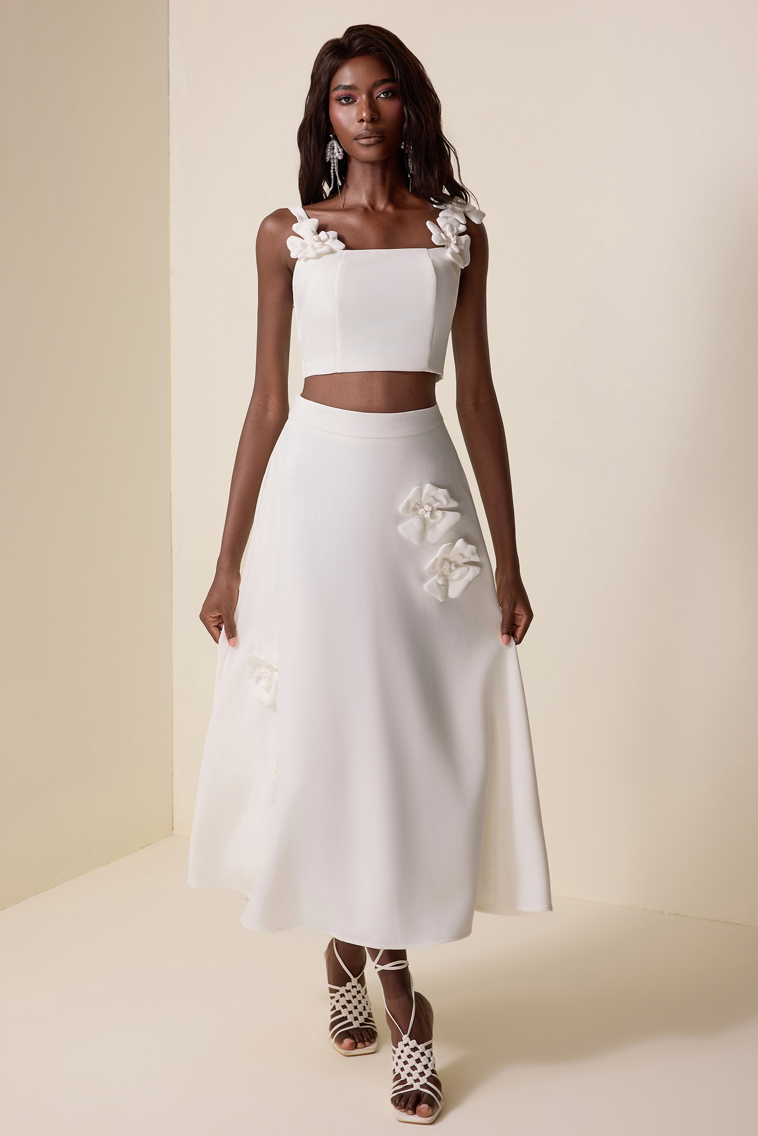 Solid Cut-Out Sleeveless Midi Dress