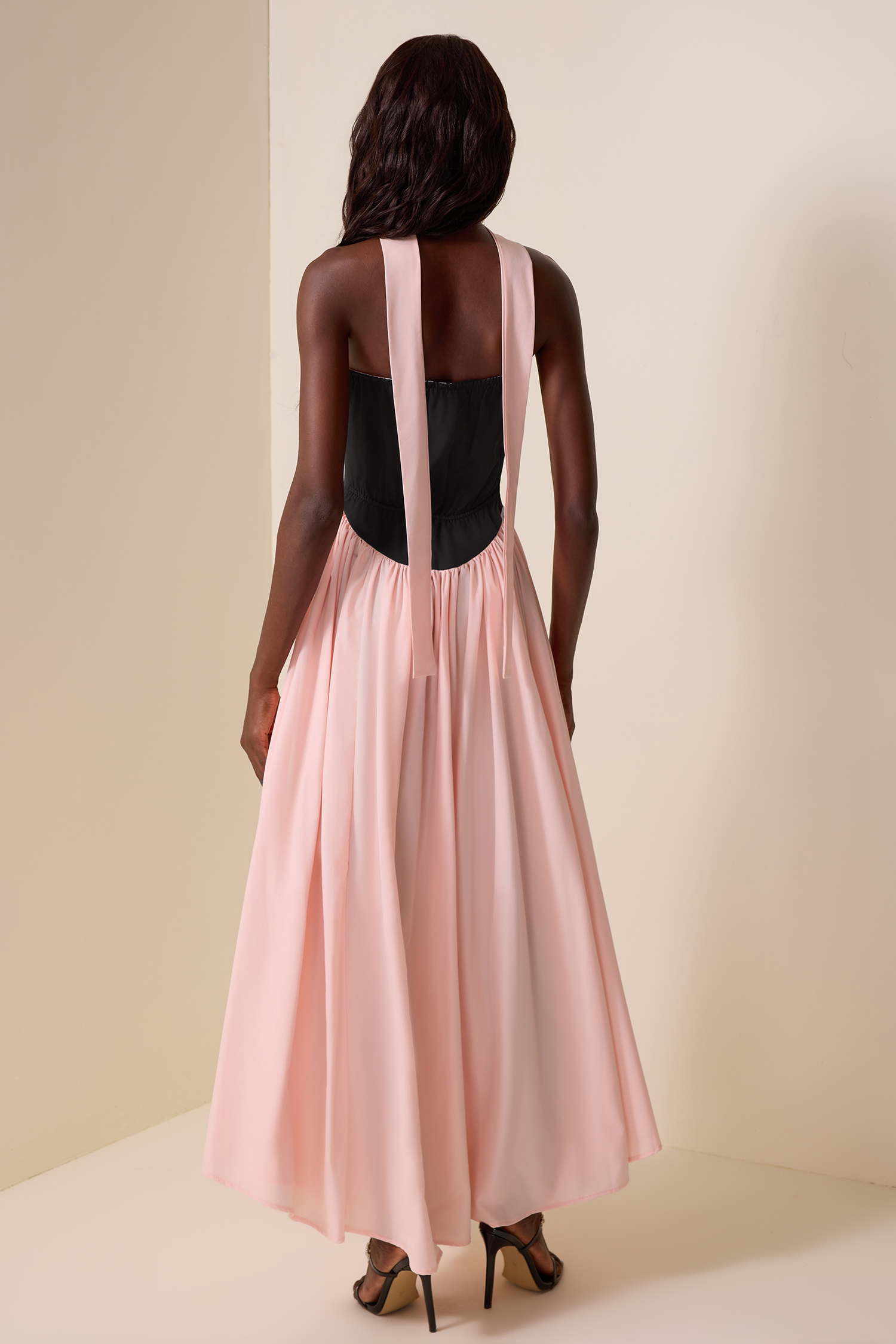 Splicing Off-Shoulder Sleeveless Maxi Dress