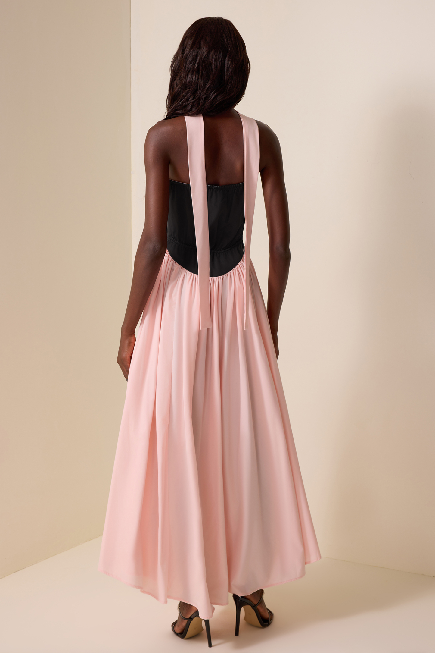 Splicing Off-Shoulder Sleeveless Maxi Dress