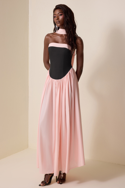 Splicing Off-Shoulder Sleeveless Maxi Dress