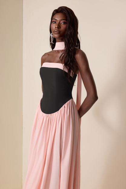 Splicing Off-Shoulder Sleeveless Maxi Dress