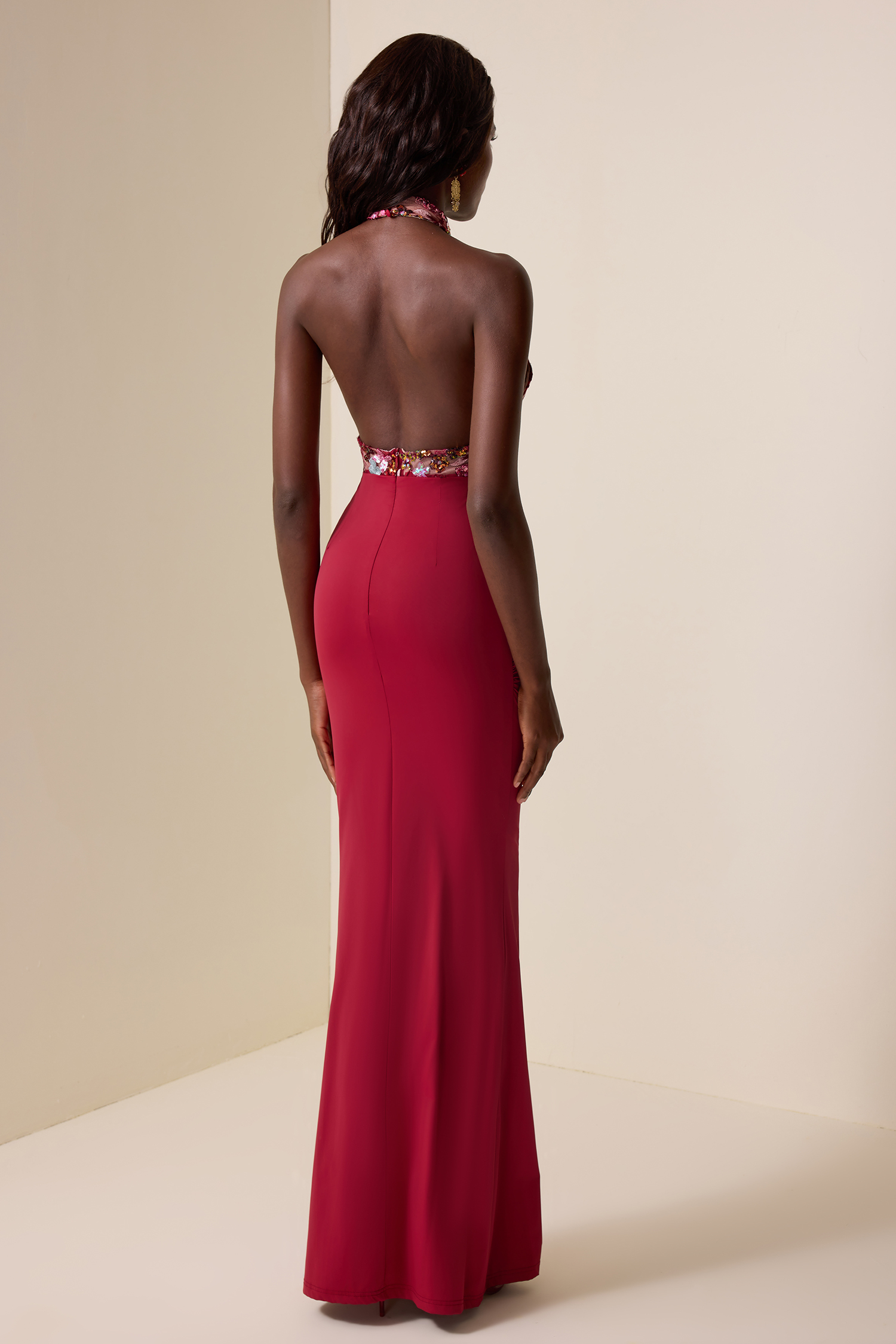 Sequin Embroidered Splicing Maxi Dress