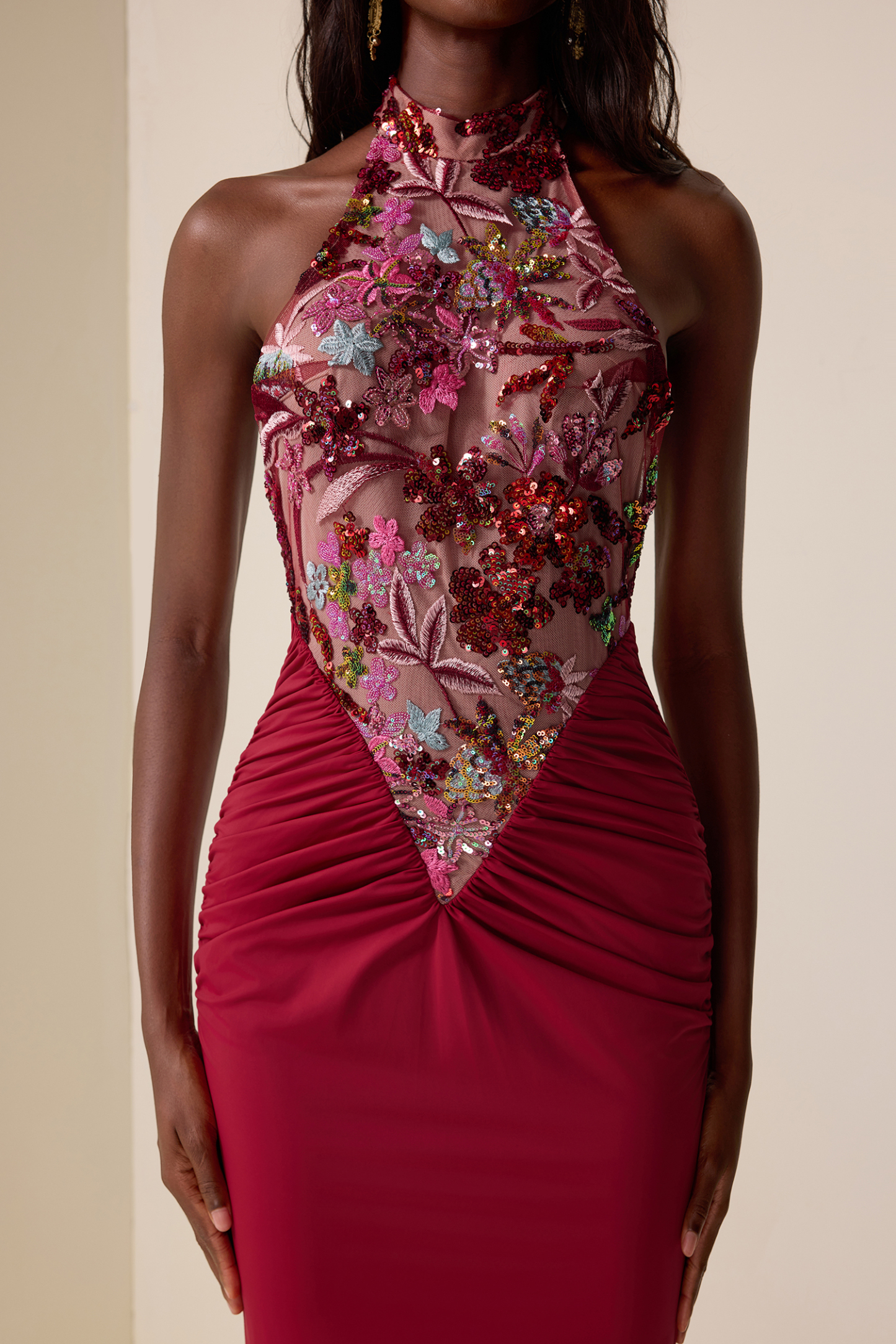 Sequin Embroidered Splicing Maxi Dress