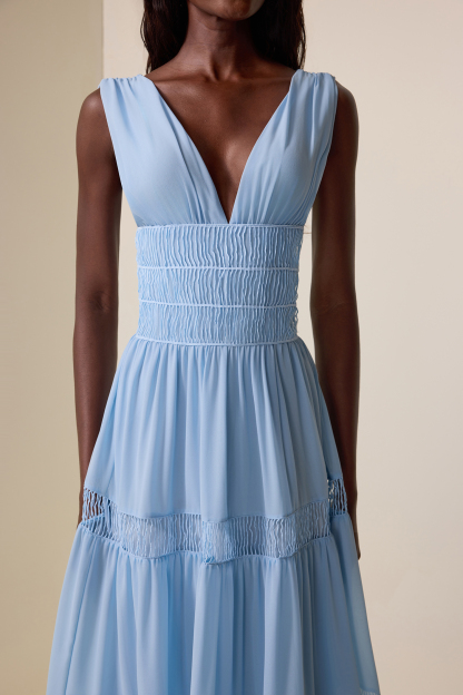 Chiffon V-Neck Sleeveless Midi  Dress