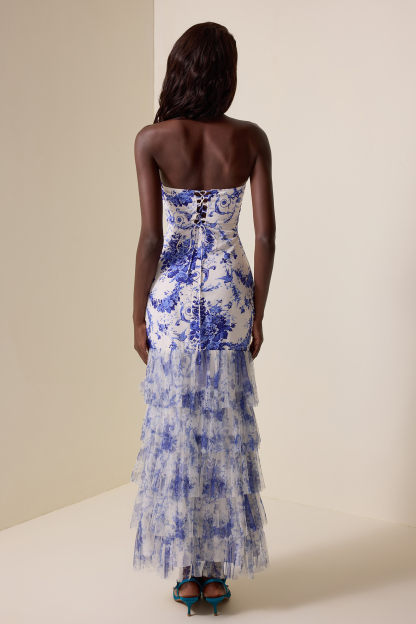 Floral Off Shoulder Ruffle Maxi Dress