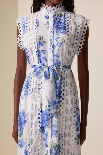 Lace Floral Sleeveless Midi Dress