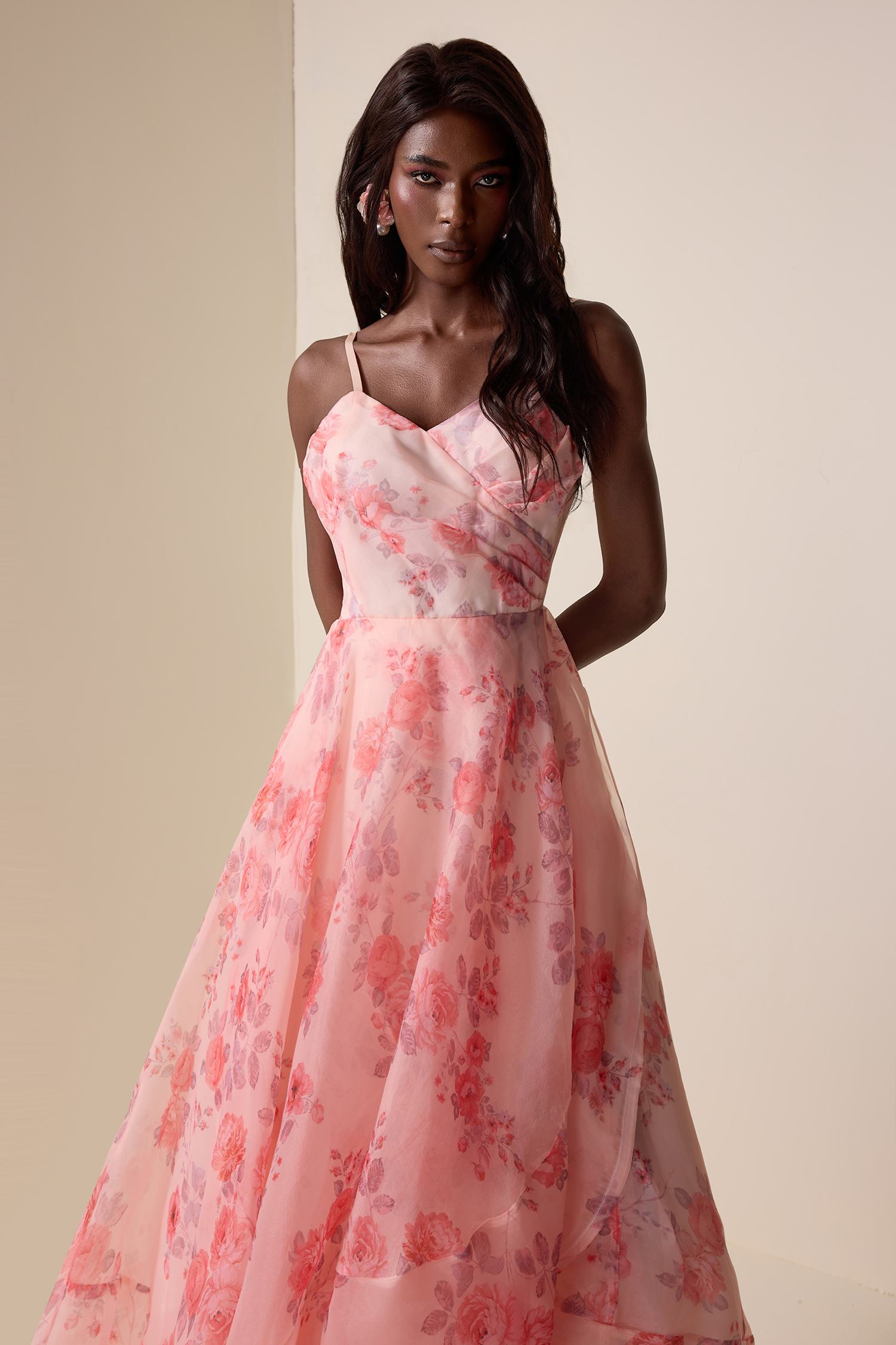 Floral Organza Slip Maxi Dress