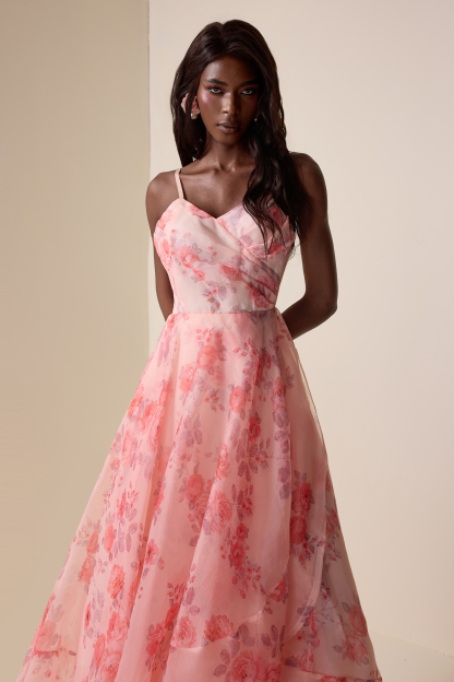 Floral Organza Slip Maxi Dress
