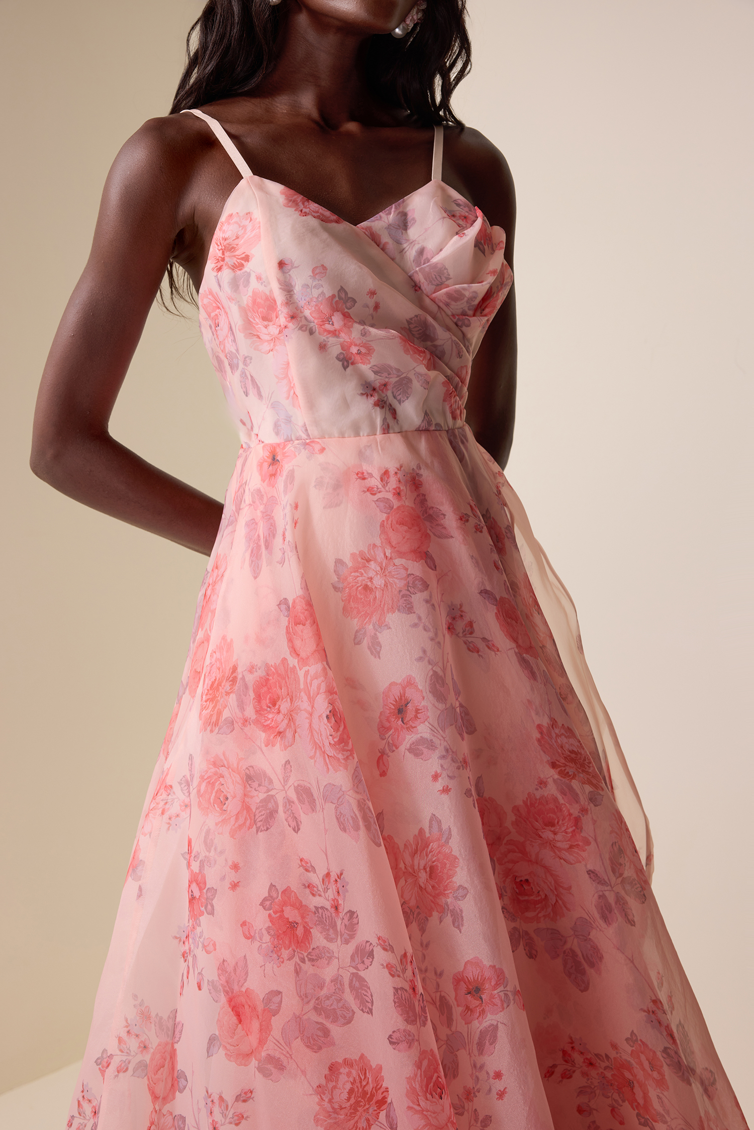 Floral Organza Slip Maxi Dress