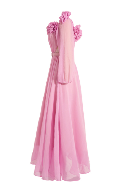 3D Flower Off Shoulder Midi Dress With Belt