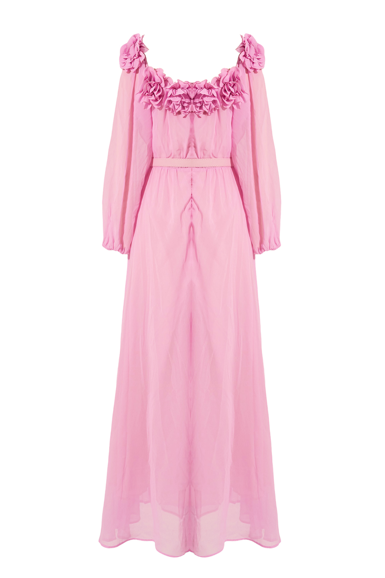 3D Flower Off Shoulder Midi Dress With Belt