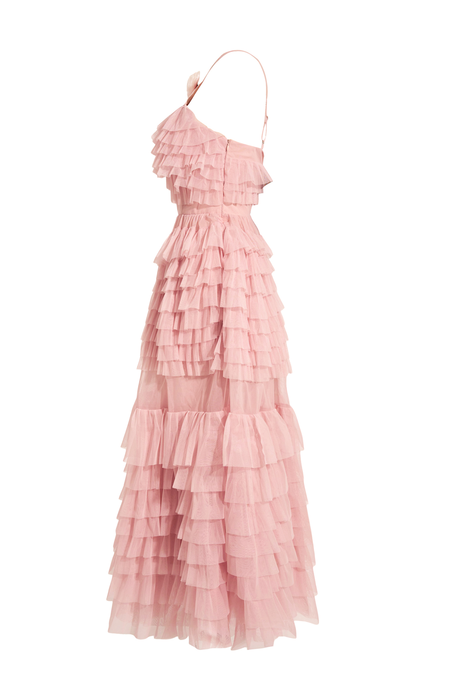 3D Flower Chiffon Tiered Midi Dress